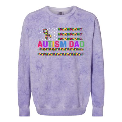 Autism Dad Autistic Child Father's Day Slogan Colorblast Crewneck Sweatshirt