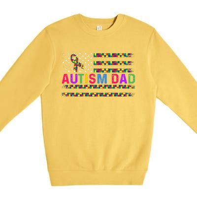 Autism Dad Autistic Child Father's Day Slogan Premium Crewneck Sweatshirt