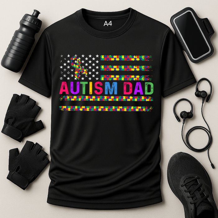 Autism Dad Autistic Child Father's Day Slogan Cooling Performance Crew T-Shirt