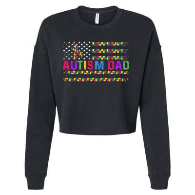 Autism Dad Autistic Child Father's Day Slogan Cropped Pullover Crew