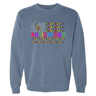 Autism Dad Autistic Child Father's Day Slogan Garment-Dyed Sweatshirt