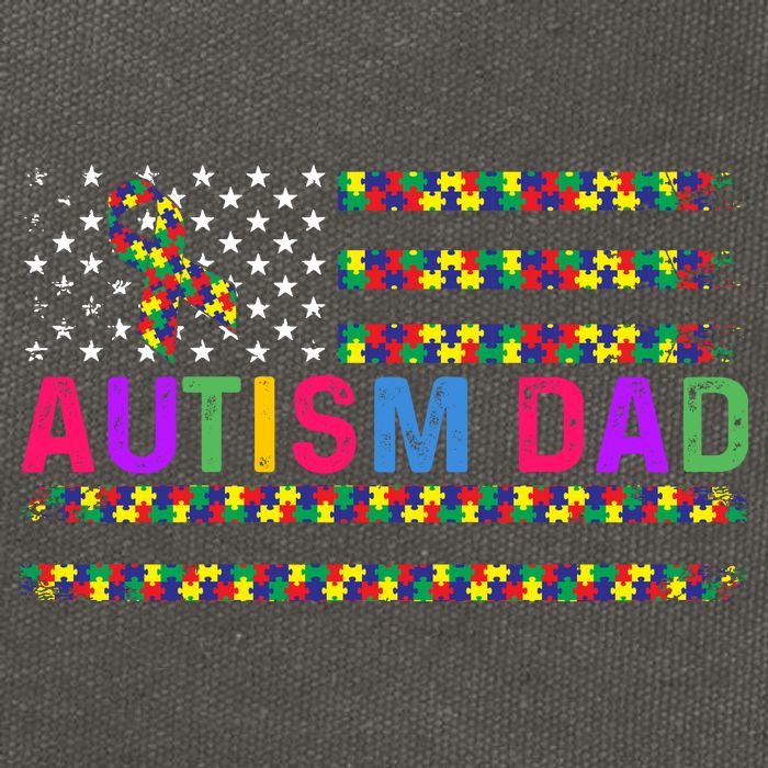 Autism Dad Autistic Child Father's Day Slogan Cotton Canvas Backpack