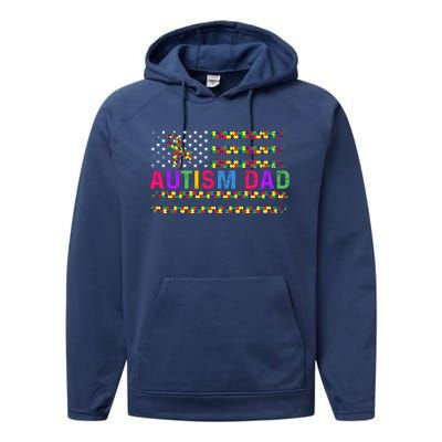 Autism Dad Autistic Child Father's Day Slogan Performance Fleece Hoodie