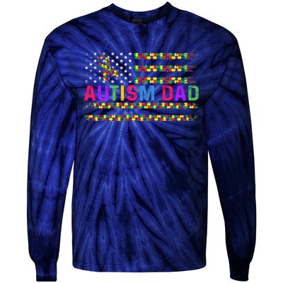 Autism Dad Autistic Child Father's Day Slogan Tie-Dye Long Sleeve Shirt