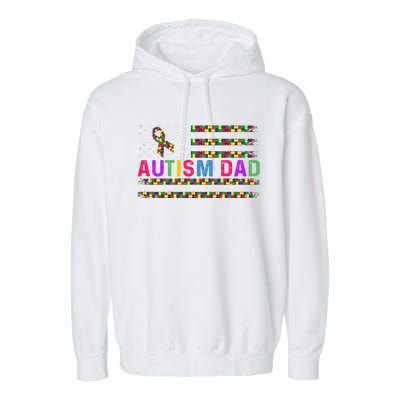 Autism Dad Autistic Child Father's Day Slogan Garment-Dyed Fleece Hoodie