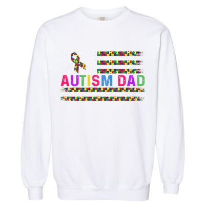 Autism Dad Autistic Child Father's Day Slogan Garment-Dyed Sweatshirt