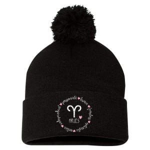 Aries Description Apparel Wo Funny Zodiac Sign Gift Pom Pom 12in Knit Beanie