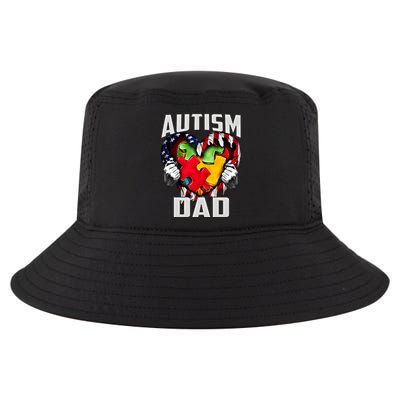 Autism Dad Awareness Love Heart Usa Flag Puzzle Piece Father Gift Cool Comfort Performance Bucket Hat