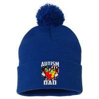 Autism Dad Awareness Love Heart Usa Flag Puzzle Piece Father Gift Pom Pom 12in Knit Beanie