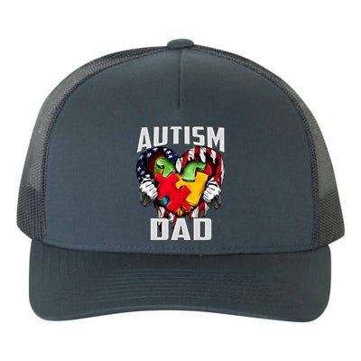 Autism Dad Awareness Love Heart Usa Flag Puzzle Piece Father Gift Yupoong Adult 5-Panel Trucker Hat