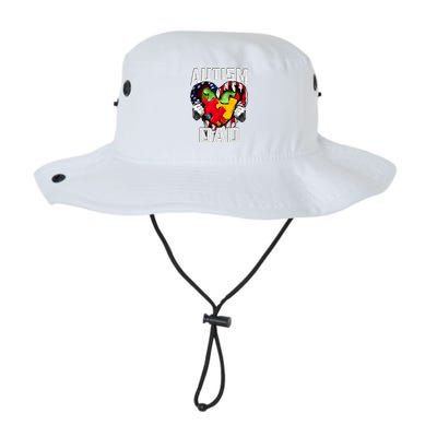 Autism Dad Awareness Love Heart Usa Flag Puzzle Piece Father Gift Legacy Cool Fit Booney Bucket Hat