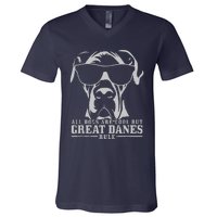 All Dogs Are Cool Great Danes V-Neck T-Shirt