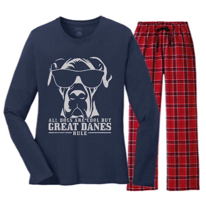 All Dogs Are Cool Great Danes Women's Long Sleeve Flannel Pajama Set 