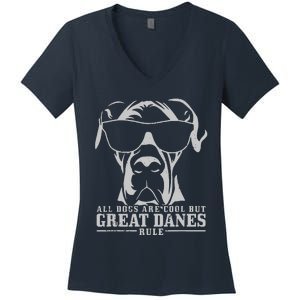 All Dogs Are Cool Great Danes Women's V-Neck T-Shirt