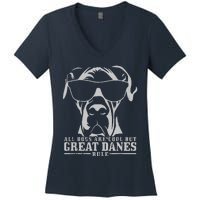 All Dogs Are Cool Great Danes Women's V-Neck T-Shirt