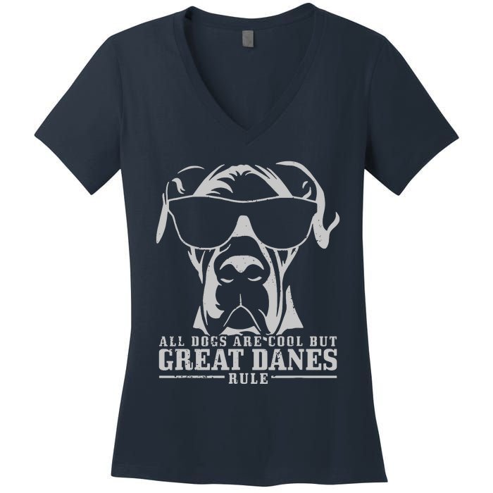 All Dogs Are Cool Great Danes Women's V-Neck T-Shirt