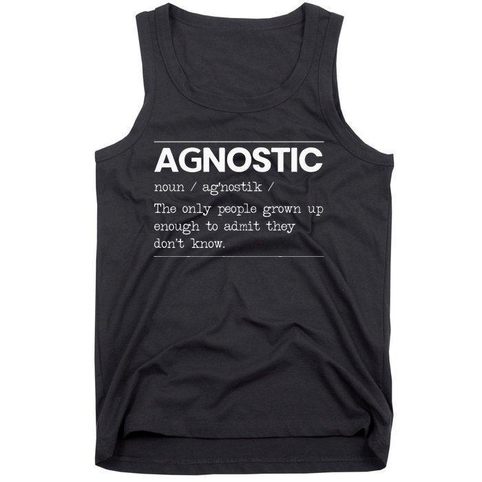 Agnostic Definition AntiReligion Agnosticism Atheist Tank Top