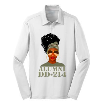 Alumni Dd214 African American Woman Veterans Day Silk Touch Performance Long Sleeve Polo