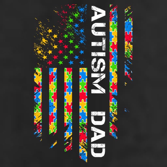 Autism Dad Awareness American Flag USA 7 Panel Mesh Trucker Snapback Hat