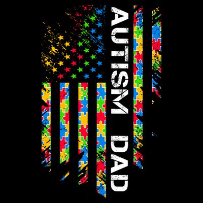Autism Dad Awareness American Flag USA T-Shirt