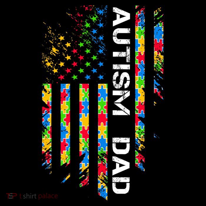 Autism Dad Awareness American Flag USA Tall T-Shirt