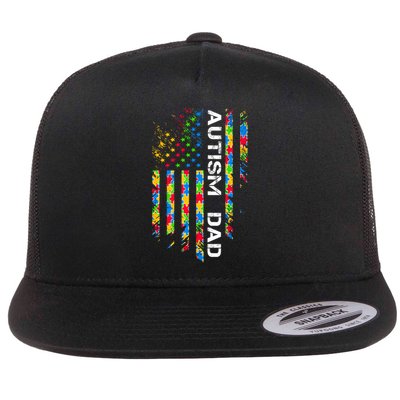 Autism Dad Awareness American Flag USA Flatbill Hat