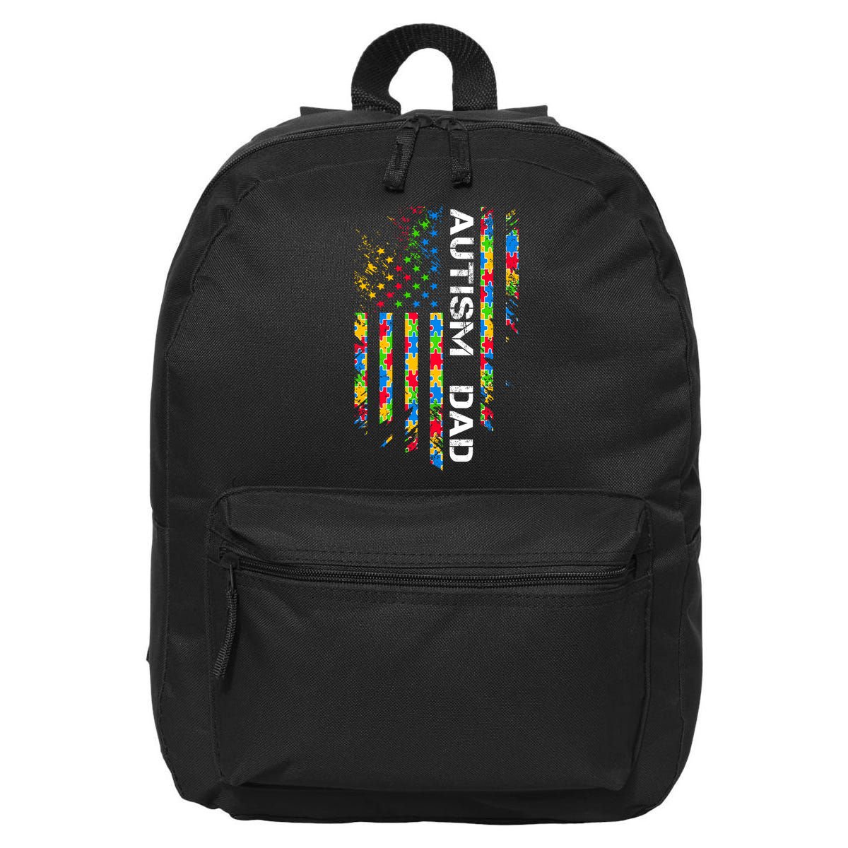 Autism Dad Awareness American Flag USA 16 in Basic Backpack