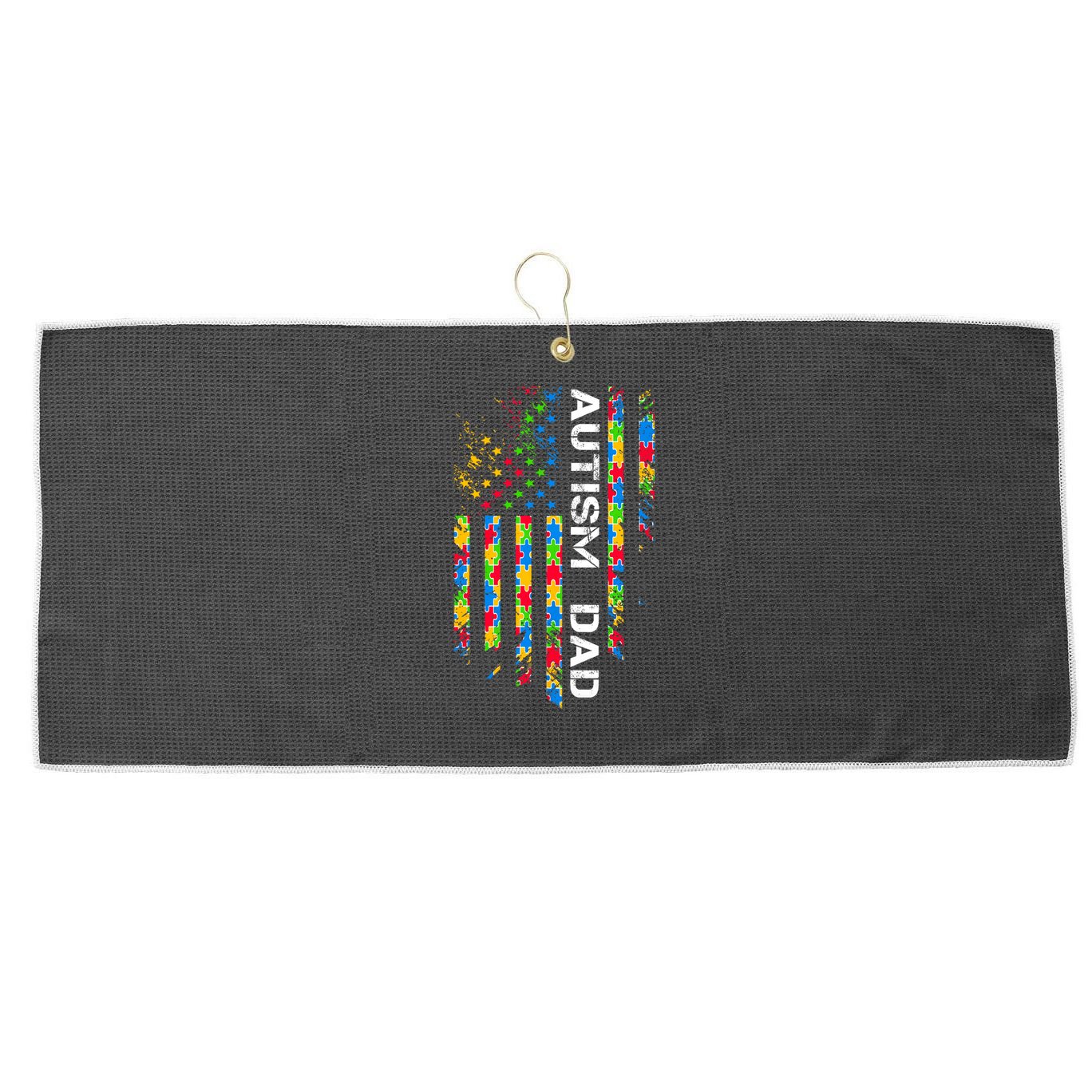 Autism Dad Awareness American Flag USA Large Microfiber Waffle Golf Towel