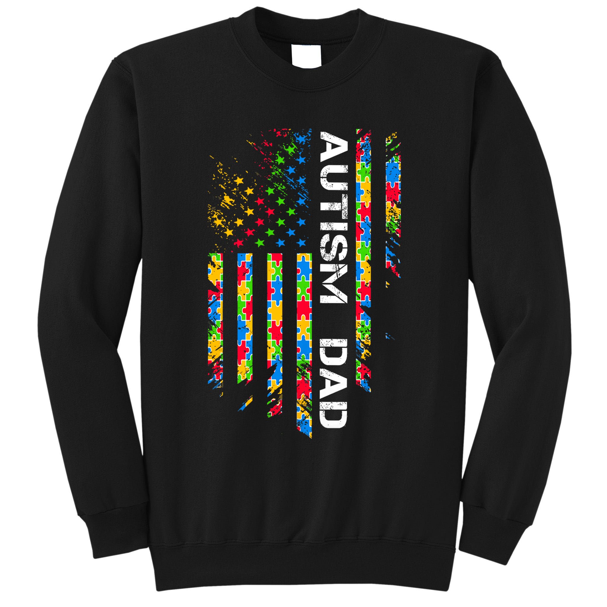 Autism Dad Awareness American Flag USA Tall Sweatshirt