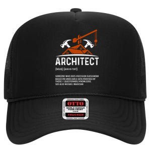 Architect Definition Architect Funny Architecture High Crown Mesh Back Trucker Hat