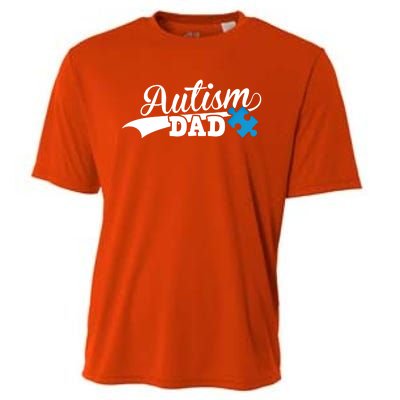 Autism Dad Awareness Support Gift Puzzle Gift Cooling Performance Crew T-Shirt