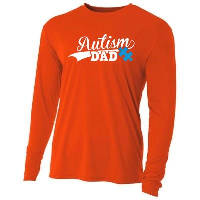 Autism Dad Awareness Support Gift Puzzle Gift Cooling Performance Long Sleeve Crew