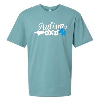 Autism Dad Awareness Support Gift Puzzle Gift Sueded Cloud Jersey T-Shirt