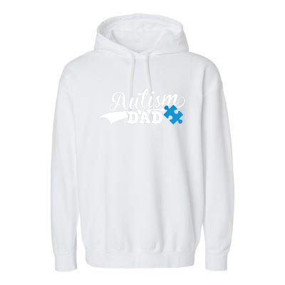 Autism Dad Awareness Support Gift Puzzle Gift Garment-Dyed Fleece Hoodie