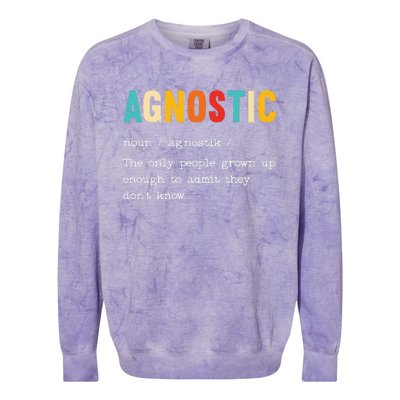 Agnostic Definition AntiReligion Agnosticism Atheist Colorblast Crewneck Sweatshirt