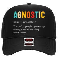 Agnostic Definition AntiReligion Agnosticism Atheist High Crown Mesh Back Trucker Hat