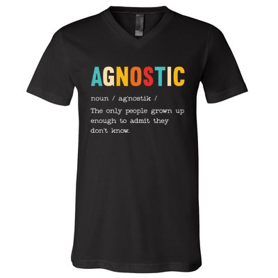 Agnostic Definition AntiReligion Agnosticism Atheist V-Neck T-Shirt