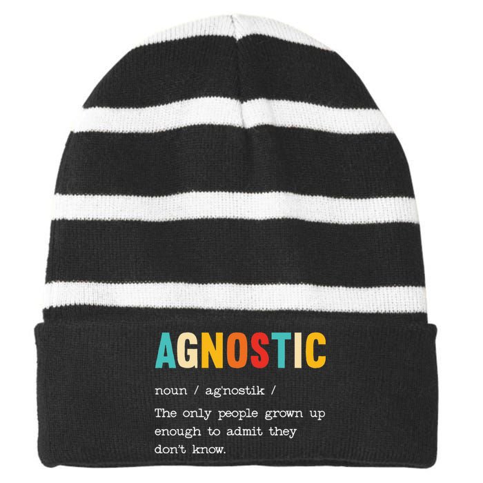 Agnostic Definition AntiReligion Agnosticism Atheist Striped Beanie with Solid Band