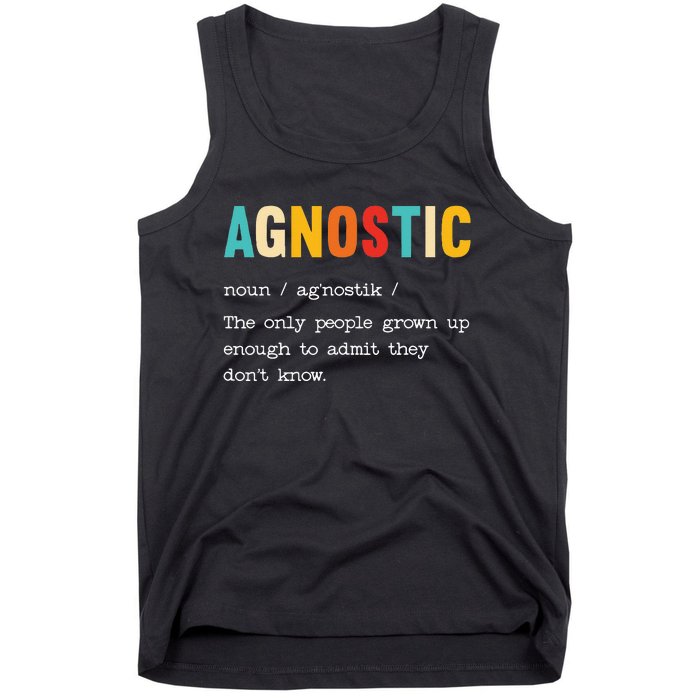 Agnostic Definition AntiReligion Agnosticism Atheist Tank Top