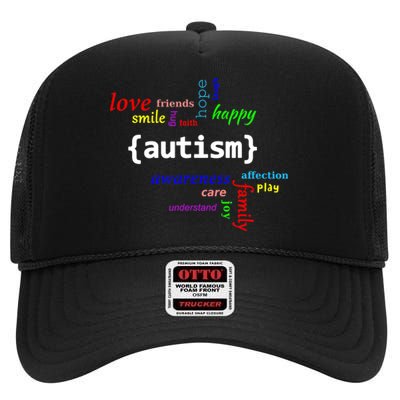 Autism Design Autism Awareness Design High Crown Mesh Back Trucker Hat