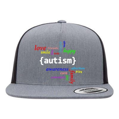 Autism Design Autism Awareness Design Flat Bill Trucker Hat