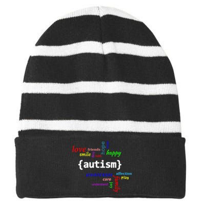 Autism Design Autism Awareness Design Striped Beanie with Solid Band