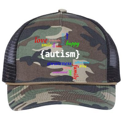 Autism Design Autism Awareness Design Retro Rope Trucker Hat Cap