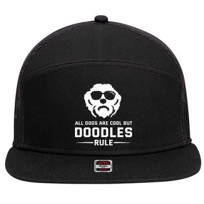 All Dogs Are Cool But Doodles Rule Goldendoodle Labradoodle 7 Panel Mesh Trucker Snapback Hat