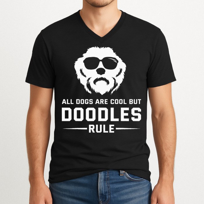 All Dogs Are Cool But Doodles Rule Goldendoodle Labradoodle V-Neck T-Shirt