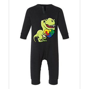 Autism Dinosaur Awareness Day Trex Lover Puzzle Pieces Gift Infant Fleece One Piece