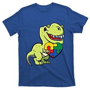 Autism Dinosaur Awareness Day Trex Lover Puzzle Pieces Gift T-Shirt