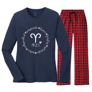 Aries Description Apparel Men Women Funny Zodiac Sign Gift Women's Long Sleeve Flannel Pajama Set 