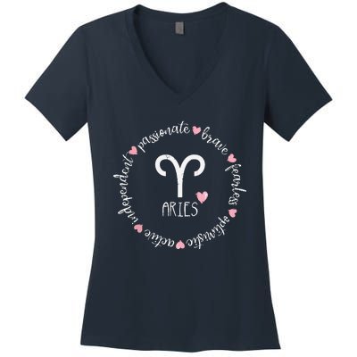 Aries Description Apparel Men Women Funny Zodiac Sign Gift Women's V-Neck T-Shirt