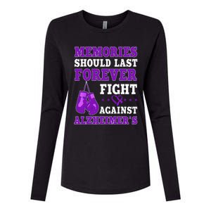 Alzheimers Disease AD Purple Awareness Boxing Gloves Ribbon Womens Cotton Relaxed Long Sleeve T-Shirt